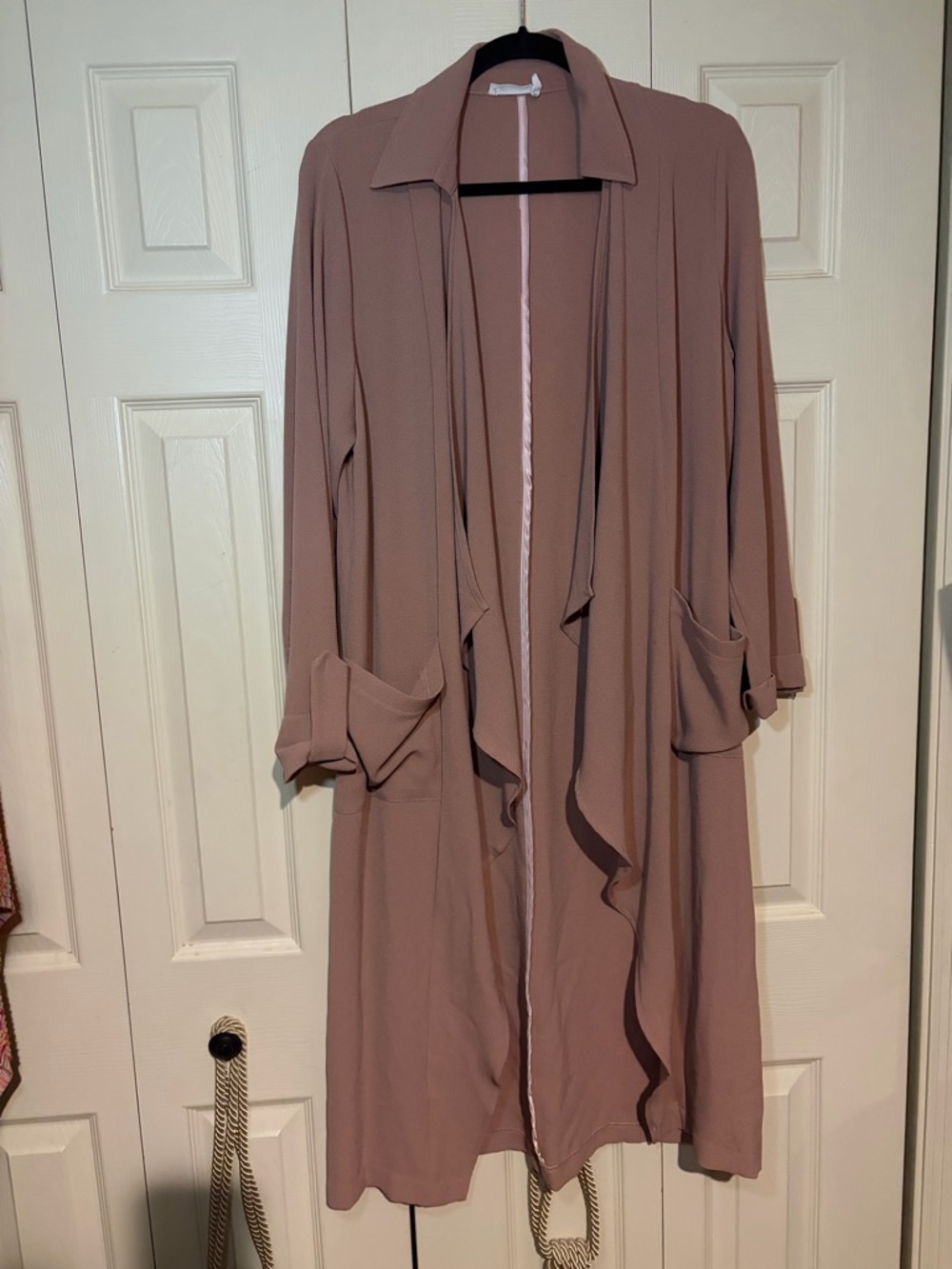 Lush Mauve Draped Open-Front Robe Cardigan